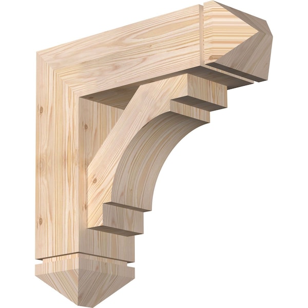 Ekena Millwork Merced Arts and Crafts Smooth Bracket w/ Offset Brace, Douglas Fir, 7 1/2"W x 24"D x 24"H BKT0806X24X24MRC03SDF - main